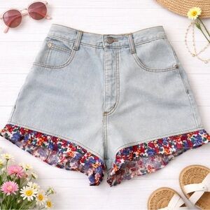 Concepts & Designs Vintage 90s High Waisted Sz 9  Mom Ruffle Denim Shorts 24 x 3